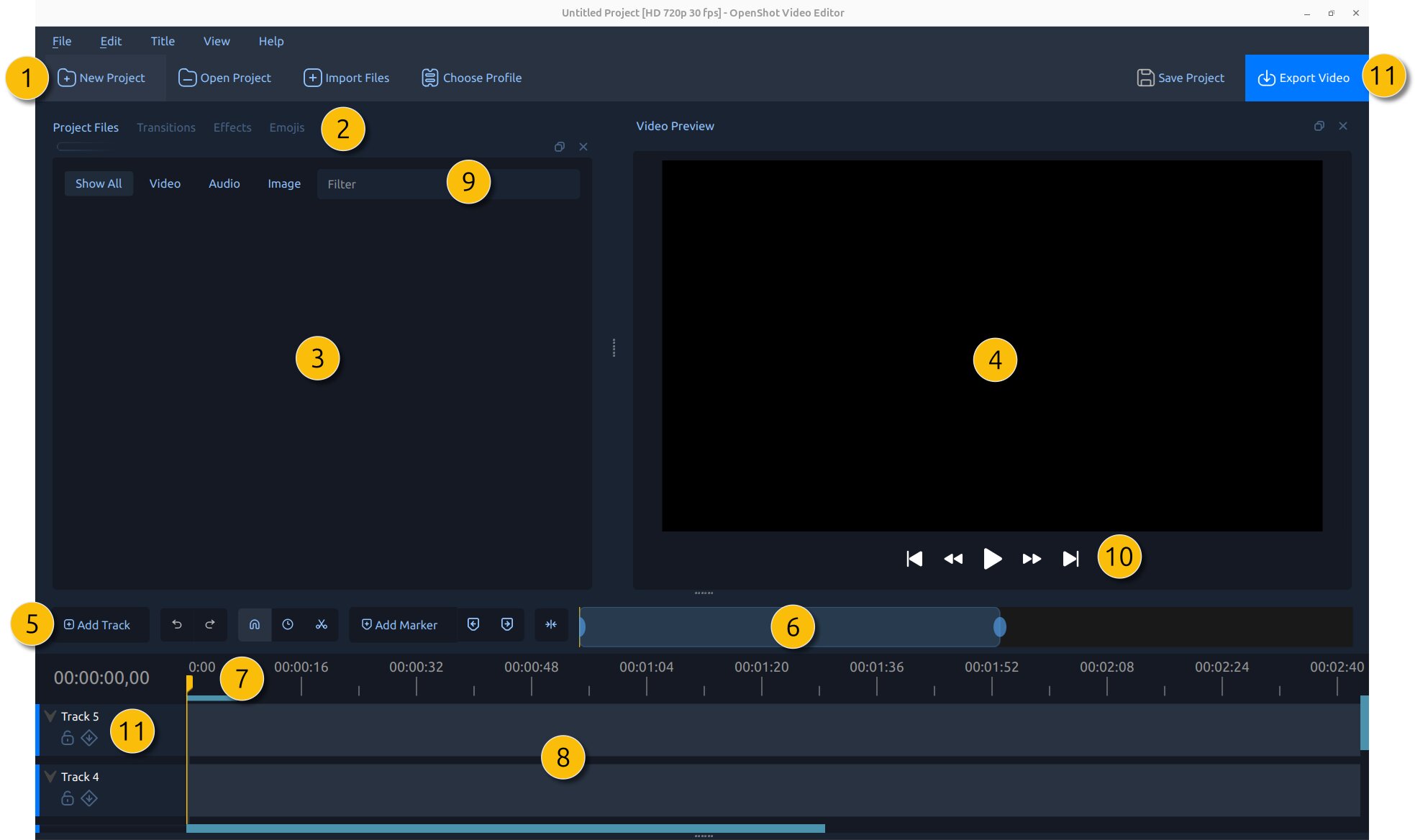 Main Window — OpenShot Video Editor 3.5.1 documentation
